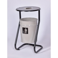 Урна уличная ПРОФМЕТСТИЛЬ металлическая, серая, с пепельницей, с креплением в асфальт 652