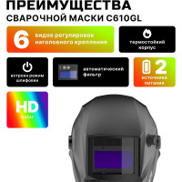 Сварочная маска хамелеон FITSIZ (4/9-13 DIN; 2 дат.; окно 93x43мм) + сменное стекло FSC-С610GL