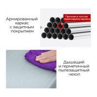 Обувница URM с чехлом от пыли, нержавеющая сталь, ПВХ, 7 ярусов, 129x58x30 см, синяя D00656