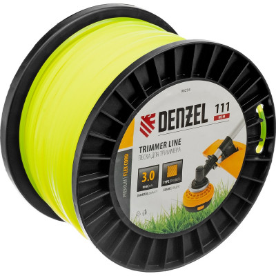 Леска FLEX CORD квадрат 3 мм, 111 м, на DIN катушке для триммера Denzel 96294