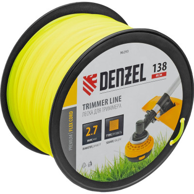 Леска FLEX CORD квадрат 2.7 мм, 138 м, на DIN катушке для триммера Denzel 96293
