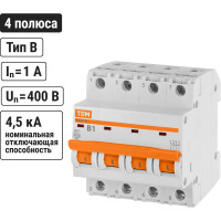 Автоматический выключатель TDM ELECTRIC ВА47-29 4Р 1А 4.5кА В SQ0206-0049