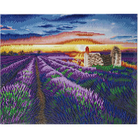 Алмазная мозаика ОСТРОВ СОКРОВИЩ Картина стразами 40x50 см, Лавандовое поле, на подрамнике 662426