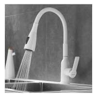 Смеситель для кухни SHEVANIK с гибким изливом, с лейкой, белый S843C-1