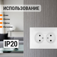 Двойная розетка, белая 2П 10А 250В TDM ELECTRIC Таймыр SQ1814-0013