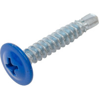 Прессшайба Качественный КРЕПЕЖ 4.2х25 мм, синяя RAL 5005, сверло, 230 шт 0300329 КЧ