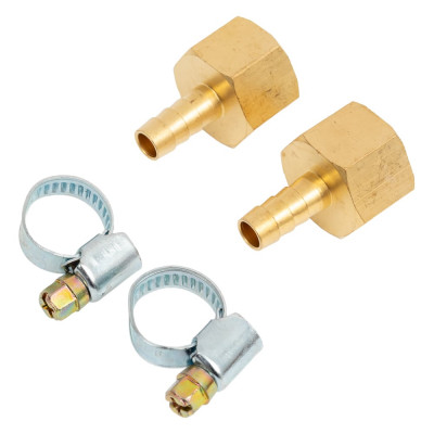 Штуцер пневматический внутренняя резьба 1/2- елочка 8 мм, 2 шт. + хомуты ROCKFORCE RF-FFH08/05(1844)