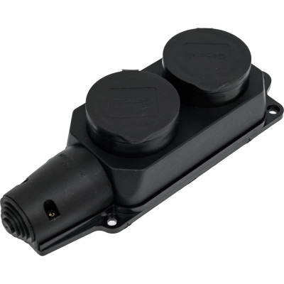 Розеточная колодка General Lighting Systems GSB-16-2-G-IP44 (16 А, 2 места, с/з, IP44, черная, каучук) 470027