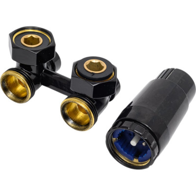 Комплект узла нижнего подключения SCHLOSSER G3/4x3/4 D=50мм угловой, с головкой, Чёрный 600800067 Ral 9005