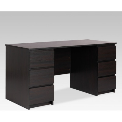 Письменный стол Гуд ЛАКК КАСТОР 6 ящиков, 151x65x75 см, черный, дуб венге 2.03.06.040.5
