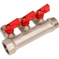 Коллектор KROMWELL с отсекающими шаровыми кранами 3 выхода 3/4" x 1/2" EU.ST3042135 3x34x12_k