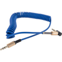 Кабель аудио Cablexpert спиральный Jack 3.5(M)/Jack 3.5(M), угловой, 1.8м, синий, коробка CCAB-02-35MMLC-1.8MU