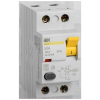 Дифференциальный выключатель IEK УЗО ВД1-63, 2Р, 50А, 30мА, тип А MDV11-2-050-030