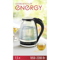 Чайник Energy E-279 1.5 л, диск/стекло, черный, 164083