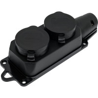 Розеточная колодка General Lighting Systems GSB-16-2-G-IP44 (16 А, 2 места, с/з, IP44, черная, каучук) 470027