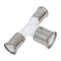 Переходный тройник увеличенный в центре HENCO ПВДФ пресс, белый, 20x26x20 12PKW-202620