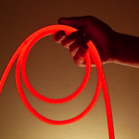 Неоновая светодиодная лента MAKSILED 5м, 8x16мм, 12В, 10.5Вт/м, 110 LED/m, IP33 (СИЛИКОН), красный, ML-NF-PR-8mm-L50-Red