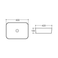 Керамическая раковина VINCEA 600x420x140, накладная, цвет белый VBS-304