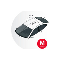 Всесезонный защитный чехол на лобовое, заднее и боковые стекла автомобиля AUTOPROFI размер M, 259x249 см, прочный двухслойный материал: фольгированный полиэтилен (PE) CAP100