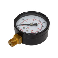 Манометр от 0 до 100 бар из углеродистой стали, D63 мм, NPT 1/4", штуцер снизу A-Flow G10-C-4N-63A-100bar