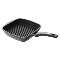 Сковорода-гриль Мечта квадратная 26x26 см гранит black со стеклянной крышкой с66802