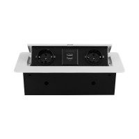 Розетка горизонтальная выдвижная ROCKETSOCKET 2 euro 16a, 2 usb a с блоком 5в/2.1а, проводка, цвет белый SHS018-W