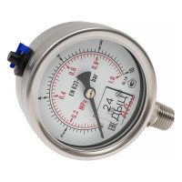Манометр от 0 до 10 бар из нержавеющей стали, D63 мм, NPT 1/4", штуцер снизу, с поверкой A-Flow G32-S-4N-63A-10bar-VE
