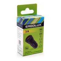 Автомобильный адаптер Ergolux Elx-ca01-c02 1usb+1type c, 12в, 5v/3а, led, черный, коробка 15106