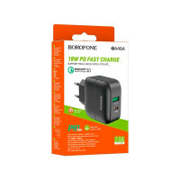 Сетевое зарядное устройство Borofone ba46a premium 1xusb qc3.0 + usb-c pd 18w, 3a, черный 0L-00049920