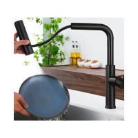 Смеситель для кухни с выдвижной мультирежимной лейкой Профсан ПСМ AISI-304 тип ГОСТ См-МОЦБИвА черный матовый PSM-307-96