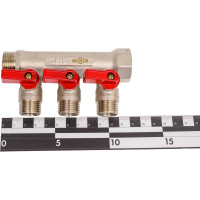 Коллектор KROMWELL с отсекающими шаровыми кранами 3 выхода 3/4" x 1/2" EU.ST3042135 3x34x12_k