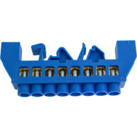 Шина EKF 0 N 8х12мм 8 отв латунь синий нейлоновый корпус комбинир PROxima 20 шт sn0-125-8-dn-r