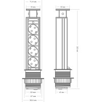 Выдвижная встраиваемая розетка Mebax 105S 4 секции Чёрный Механический d60мм , 00-00001168