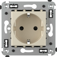 Розетка DKC, Avanti ванильная дымка, с защитными шторками, в стену, 2PE 4405003