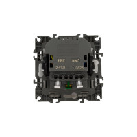Розетка ЭРА 12410905 2PE, 16A/250В, шторки, с 2xUSB, 5В/3А, 12, антрацит, 10/100/2000 Б0047844