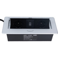 Выдвижной горизонтальный блок розеток DORI 2 розетки +2USB с кабелем 2м GLS 45694