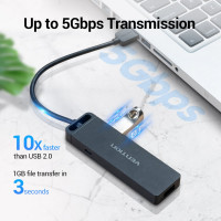 Концентратор VENTION OTG USB 3.0 на 4 порта, черный, 0.15м. CHLBB