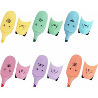 Набор текстовыделителей BRAUBERG Kids Cute Cats Pastel мини 6 цветов, линия 1-5 мм 152436