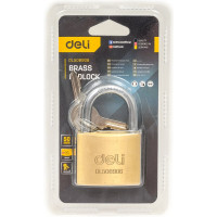 Навесной латунный замок DELI 50 мм dl508906 (автомат, 3 ключа, закаленная дужка) 119320