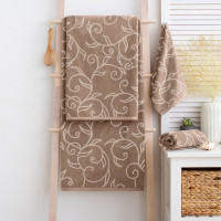 Махровое полотенце Самойловский Текстиль 70/140 Форест 1 Мокко/светло-бежевое, 420 г/м2 761501