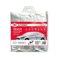 Всесезонный защитный чехол на лобовое, заднее и боковые стекла автомобиля AUTOPROFI размер M, 259x249 см, прочный двухслойный материал: фольгированный полиэтилен (PE) CAP100