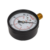 Манометр от 0 до 100 бар из углеродистой стали, D63 мм, NPT 1/4", штуцер снизу A-Flow G10-C-4N-63A-100bar