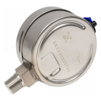 Манометр от 0 до 10 бар из нержавеющей стали, D63 мм, NPT 1/4", штуцер снизу, с поверкой A-Flow G32-S-4N-63A-10bar-VE