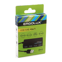 Разветвитель usb-4usb Ergolux Elx-slp01-c02 2а, черный, коробка 15109