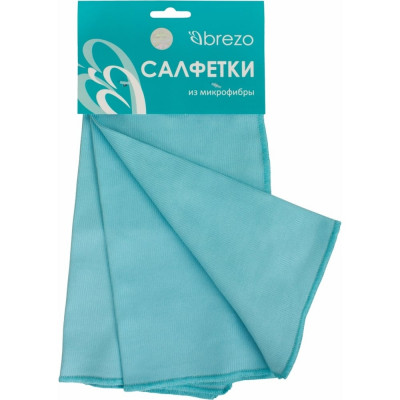 BREZO Салфетки гладкие, гладкое плетение, микрофибра, цвет бирюзовый, 3 шт., арт. 95416