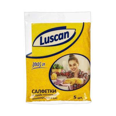 Luscan Салфетки универсальн вискоза 60-70г/м2 30x25 см 5шт/уп 1117961