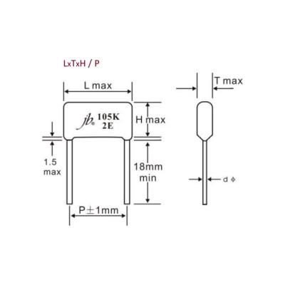 JB Capacitors , К73-17 / CL21, 2.2мкФ, 250В, (22х10х16 / P:20 мм), (225K 2E), Конденсатор металлоплёночный, JFB02E225K200000B-125