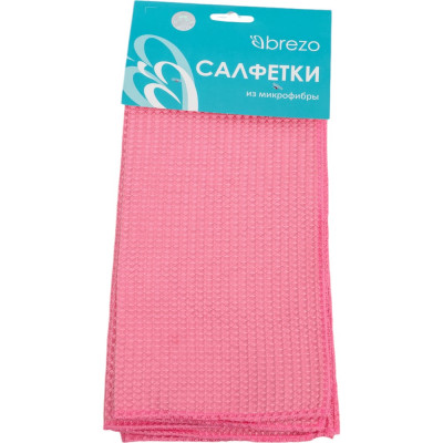 BREZO Салфетки вафельные, микрофибра, цвет розовый, 3 шт., арт. 95412