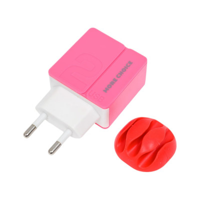 More Choice Сетевое зарядное устройство 2USB 2.4A NC46 Pink