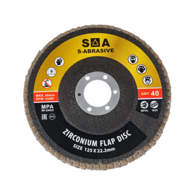 Сегмент-Абразив Лепестковый диск S-ABRASIVE T27 125x22,2, P40(плоская) 7930091775477